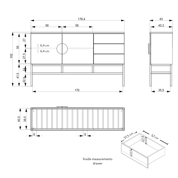 Tenzo 176.4cm Sideboard Wayfair